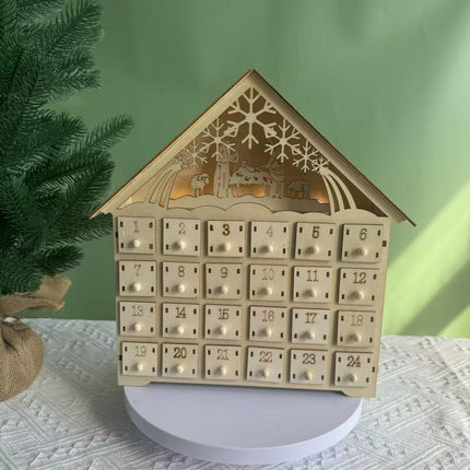 Crofta Xmas Advent Calendar Christmas Wooden Advent Calendar House for Holiday