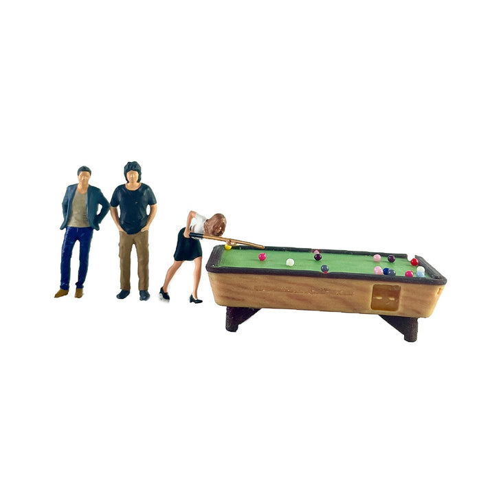 Crofta Mini Billiards Model Set S Gauge Layout Movie Props 1:64 People Figure Model