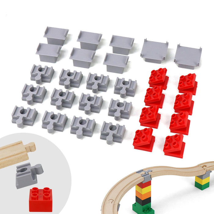 Crofta 28Pcs Wooden Train Track Accessories Interactive Track Connector Builder Set