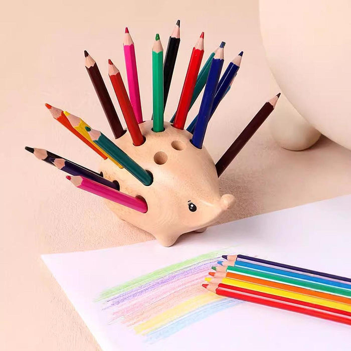 Crofta Hedgehog Wooden Pencil Holder Stationery Supplies for Desktop School Cabinet