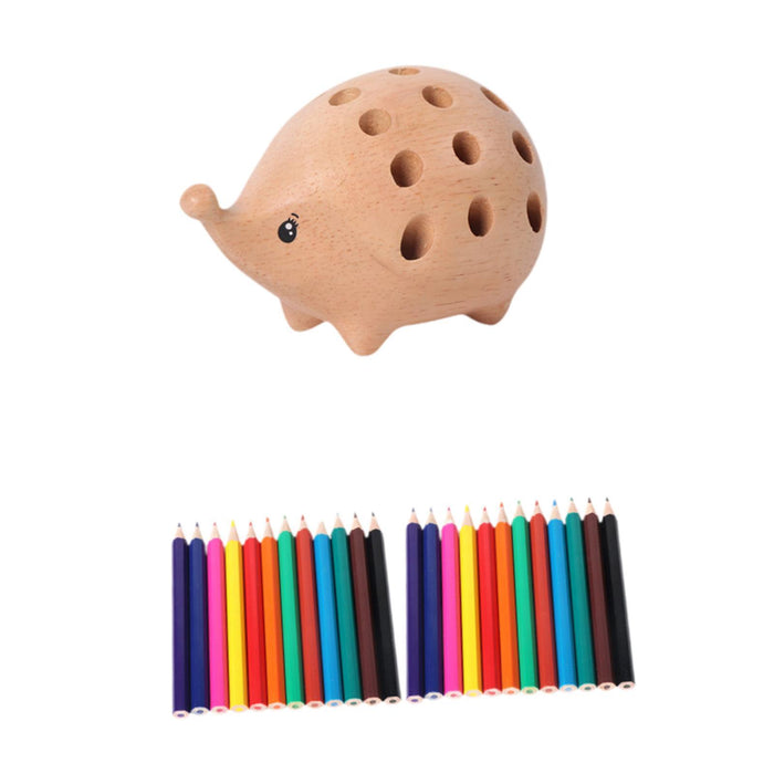 Crofta Hedgehog Wooden Pencil Holder Stationery Supplies for Desktop School Cabinet