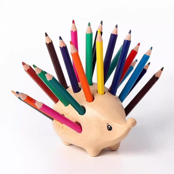 Crofta Hedgehog Wooden Pencil Holder Stationery Supplies for Desktop School Cabinet