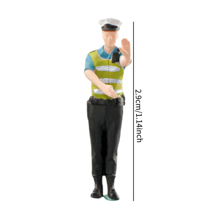 Crofta Miniature Traffic Police Figure Scenery Landscape Diorama Scenery 1:64 Scale Right to the gesture