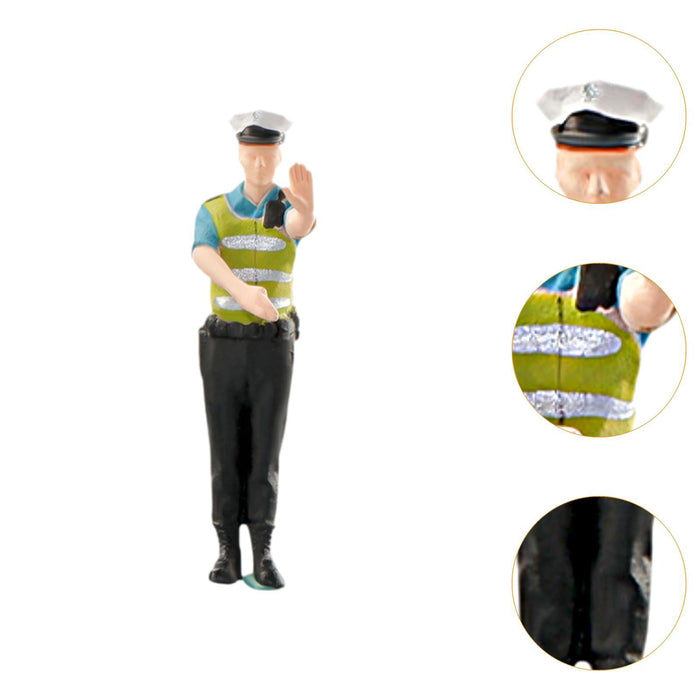 Crofta Miniature Traffic Police Figure Scenery Landscape Diorama Scenery 1:64 Scale Right to the gesture