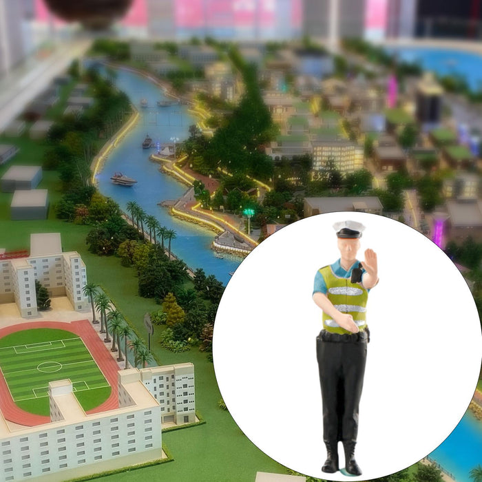 Crofta Miniature Traffic Police Figure Scenery Landscape Diorama Scenery 1:64 Scale Right to the gesture