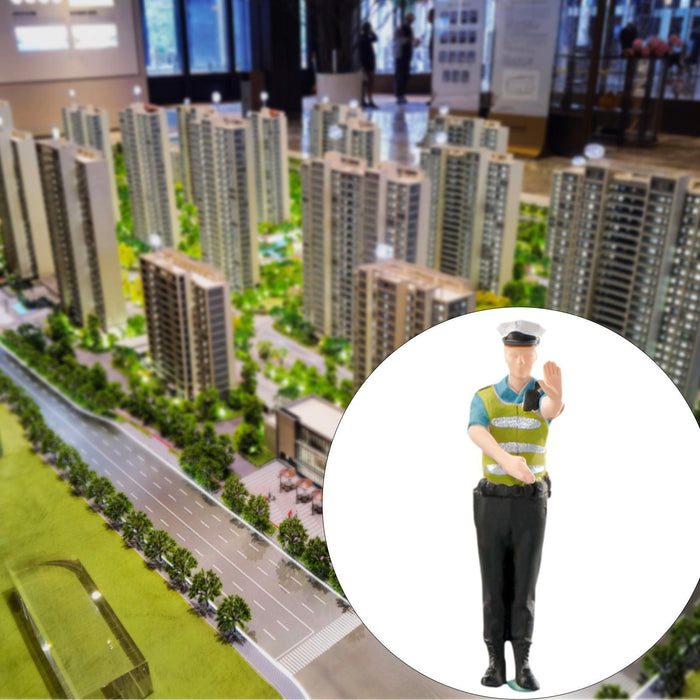 Crofta Miniature Traffic Police Figure Scenery Landscape Diorama Scenery 1:64 Scale Right to the gesture