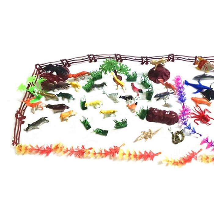 Crofta 80 Pieces Animals Playset with Fence Animal Toy Figurines Set for Boys Girls