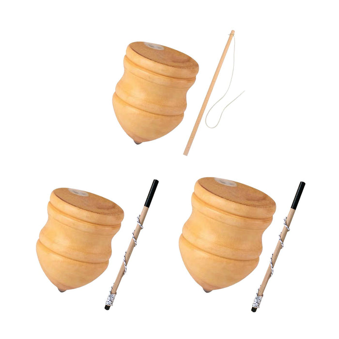 Crofta Wooden Trompos with Rod DIY with Point for Beginners Kids Intermediates 8 inch with 40cm rod