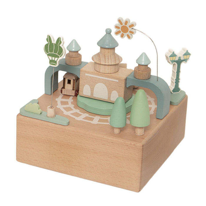 Crofta Wood Musical Box Figurine Home Decoration Accessories for Bedroom Shelf Desk