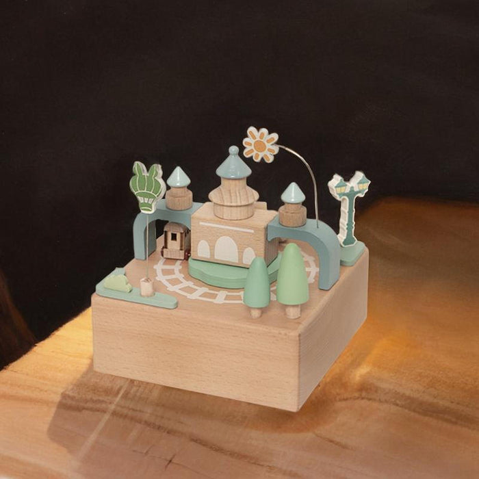 Crofta Wood Musical Box Figurine Home Decoration Accessories for Bedroom Shelf Desk