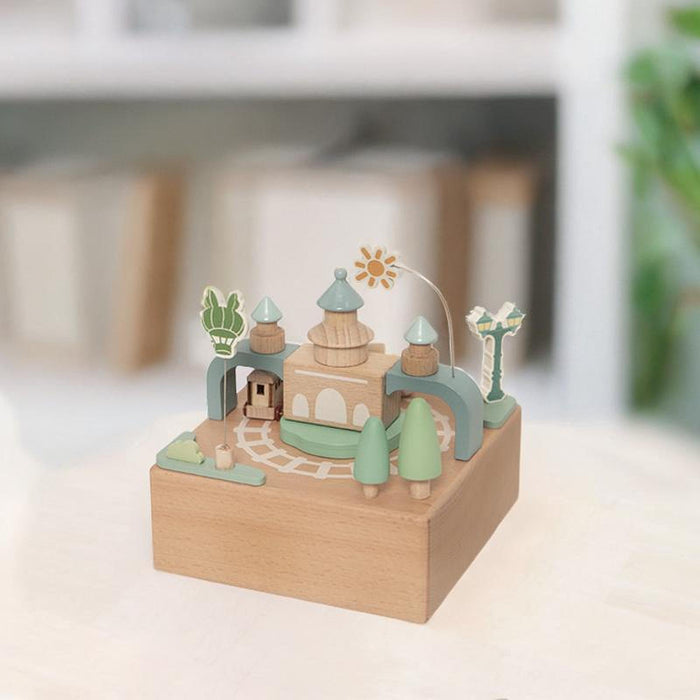 Crofta Wood Musical Box Figurine Home Decoration Accessories for Bedroom Shelf Desk