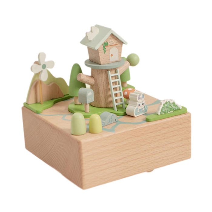 Crofta Wooden Music Box Statue Crafts Table Centerpiece for Holidays Desk Fireplace