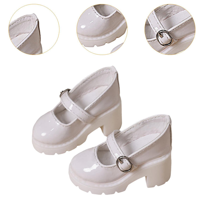 Crofta 1/4 Scale High Heeled Shoes Photo Props Flexibility Hands on Doll Decoration white