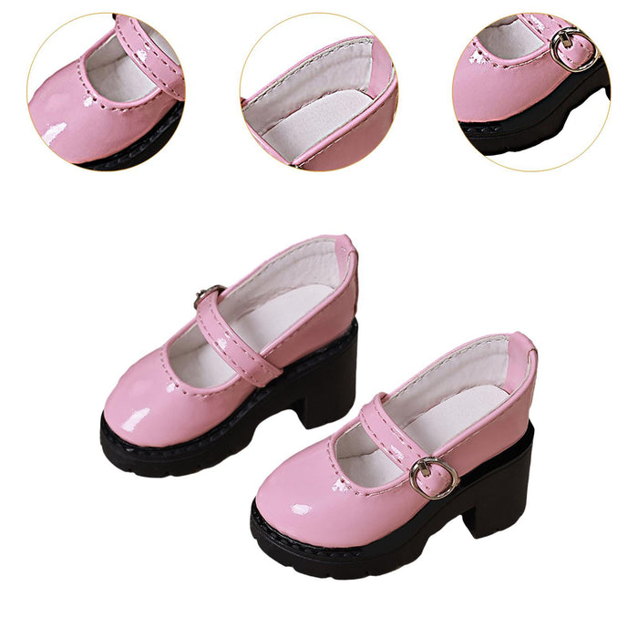 Crofta 1/4 Scale High Heeled Shoes Photo Props Flexibility Hands on Doll Decoration pink