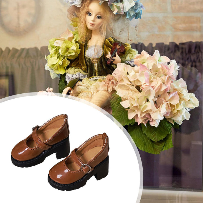 Crofta 1/4 Scale High Heeled Shoes Photo Props Flexibility Hands on Doll Decoration brown