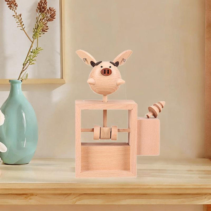 Crofta Wooden Flying Piggy Ornament Retro for Table Centerpieces Office Living Room