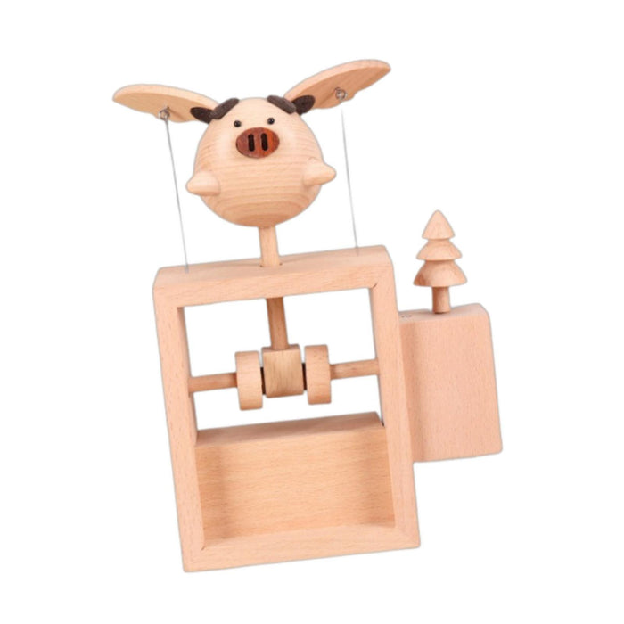 Crofta Wooden Flying Piggy Ornament Retro for Table Centerpieces Office Living Room