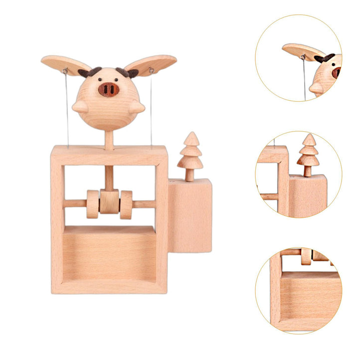 Crofta Wooden Flying Piggy Ornament Retro for Table Centerpieces Office Living Room