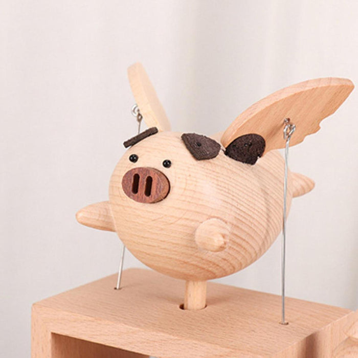 Crofta Wooden Flying Piggy Ornament Retro for Table Centerpieces Office Living Room