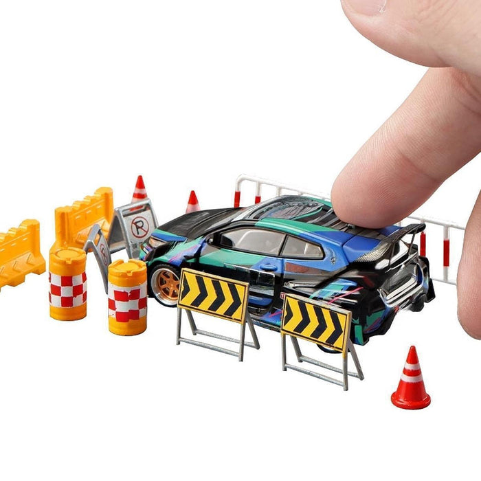 Crofta 14 Pieces Miniature Traffic Signs Mini Roadblocks Toyset for Dollhouse Decor