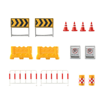 Crofta 14 Pieces Miniature Traffic Signs Mini Roadblocks Toyset for Dollhouse Decor