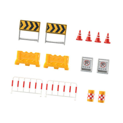 Crofta 14 Pieces Miniature Traffic Signs Mini Roadblocks Toyset for Dollhouse Decor