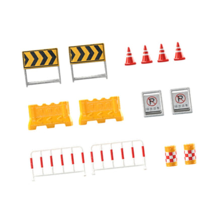 Crofta 14 Pieces Miniature Traffic Signs Mini Roadblocks Toyset for Dollhouse Decor