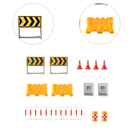 Crofta 14 Pieces Miniature Traffic Signs Mini Roadblocks Toyset for Dollhouse Decor