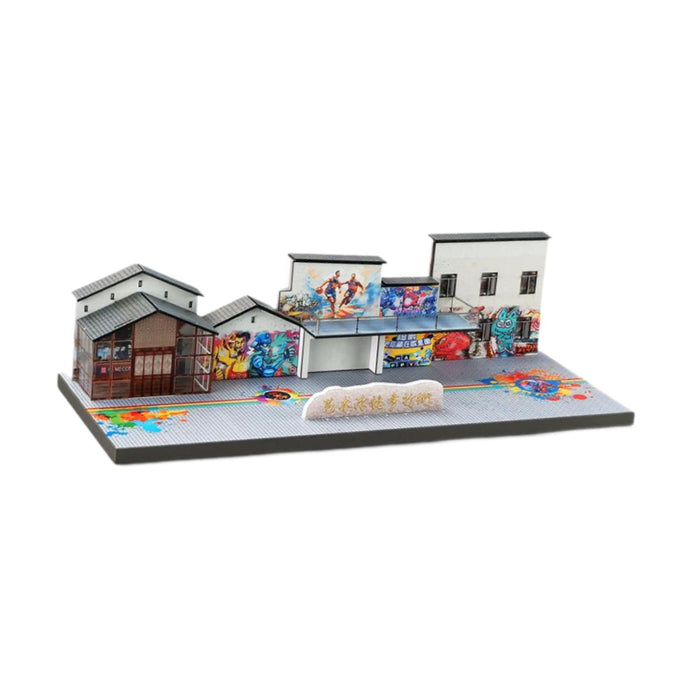 Crofta DIY Assembly 1:64 Graffiti Walking Street Unassembly for Model Railway