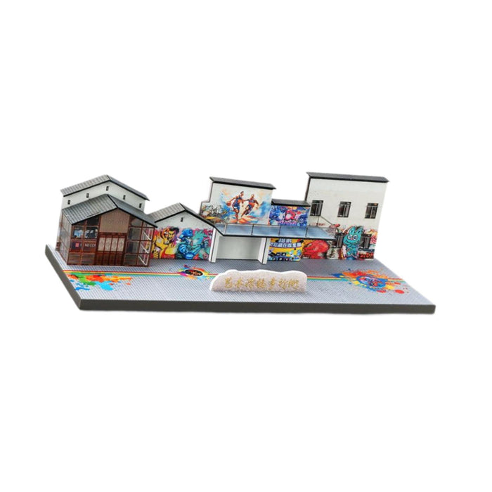 Crofta DIY Assembly 1:64 Graffiti Walking Street Unassembly for Model Railway