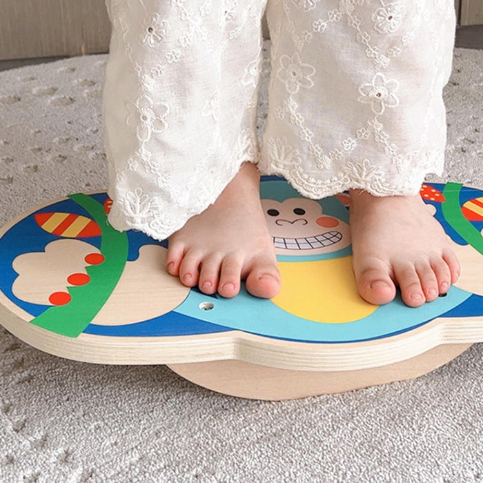 Crofta Wooden Balance Board for Kids Cute Wooden Rocker Board for Boys Girls Adults