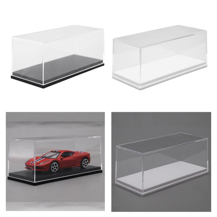 Crofta Acrylic Display Case Toy Car Storage Organizer for 1/87 Vehicle Dolls Statue black base