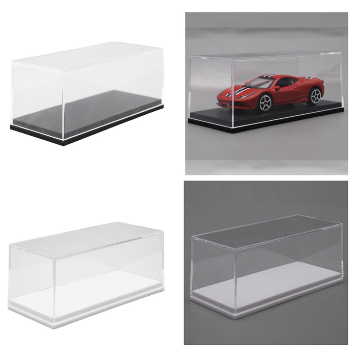 Crofta Acrylic Display Case Toy Car Storage Organizer for 1/87 Vehicle Dolls Statue black base