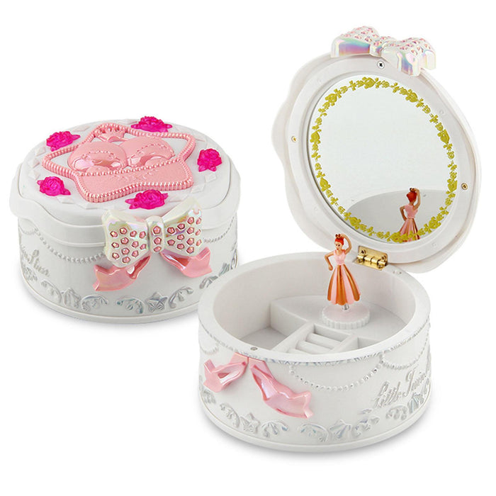 Crofta Ballet Dancer Music Box Novelty Jewelry Organizer for Household Dorm Bedroom White