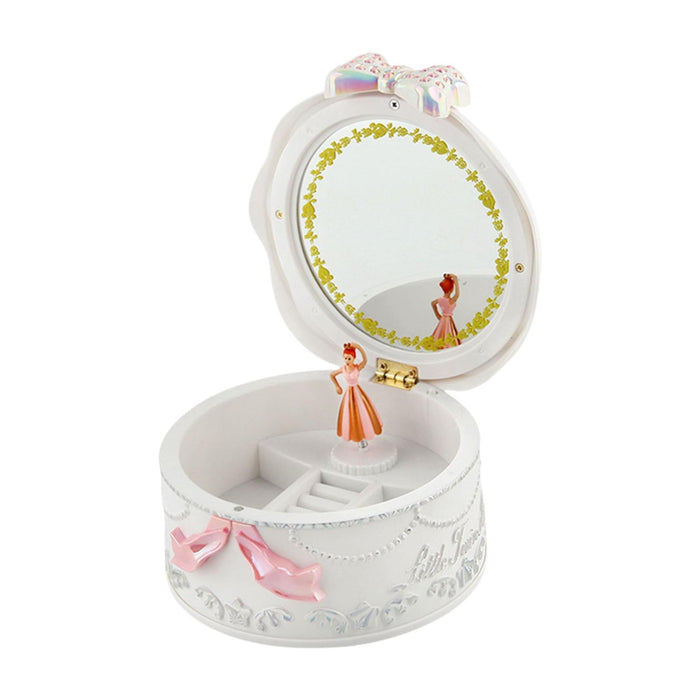 Crofta Ballet Dancer Music Box Novelty Jewelry Organizer for Household Dorm Bedroom White