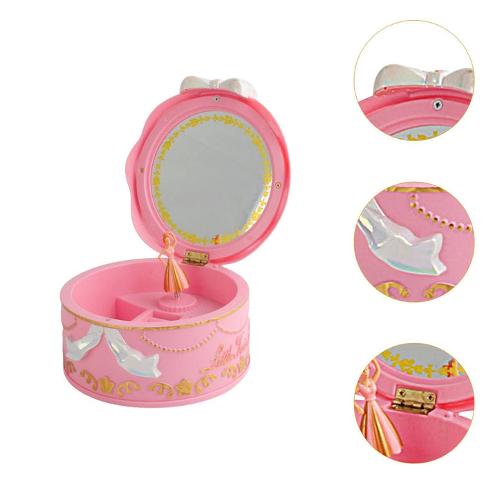 Crofta Ballet Dancer Music Box Novelty Jewelry Organizer for Household Dorm Bedroom Pink