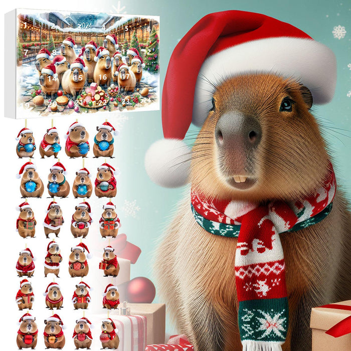 Crofta Xmas Advent Calendar Capybara Christmas with 24 Days Acrylic Advent Calendar A Set