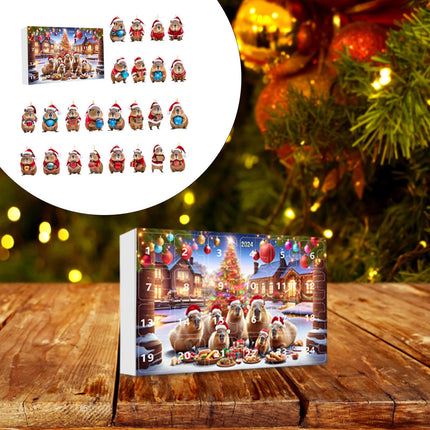 Crofta Xmas Advent Calendar Capybara Christmas with 24 Days Acrylic Advent Calendar B Set