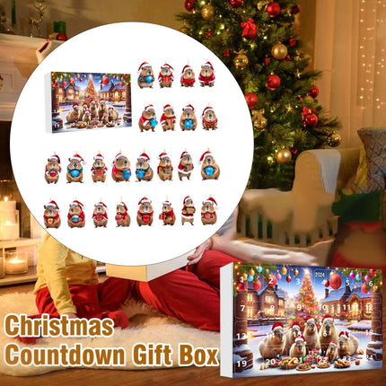 Crofta Xmas Advent Calendar Capybara Christmas with 24 Days Acrylic Advent Calendar B Set