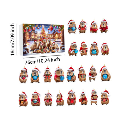 Crofta Xmas Advent Calendar Capybara Christmas with 24 Days Acrylic Advent Calendar B Set