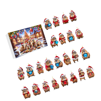 Crofta Xmas Advent Calendar Capybara Christmas with 24 Days Acrylic Advent Calendar B Set