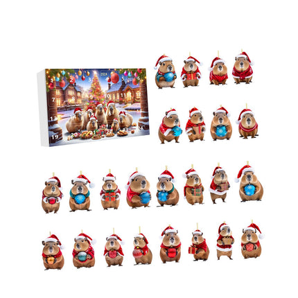 Crofta Xmas Advent Calendar Capybara Christmas with 24 Days Acrylic Advent Calendar B Set