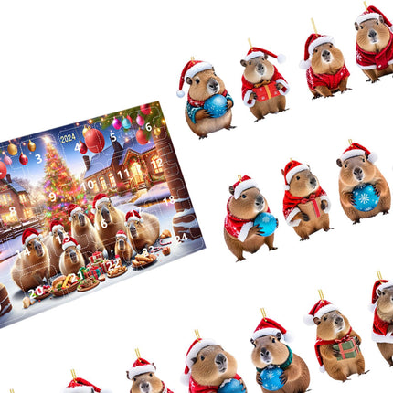 Crofta Xmas Advent Calendar Capybara Christmas with 24 Days Acrylic Advent Calendar B Set