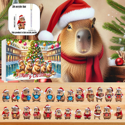 Crofta Xmas Advent Calendar Capybara Christmas with 24 Days Acrylic Advent Calendar B Set