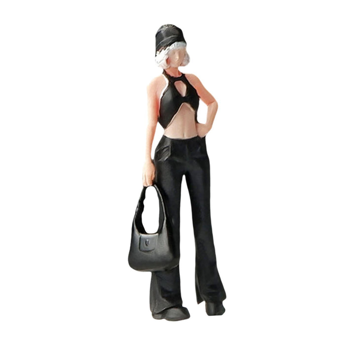 Crofta 1:64 Scale Models Character Ornament Miniature Figure Miniature Scenes Decor Carry Bag Girl