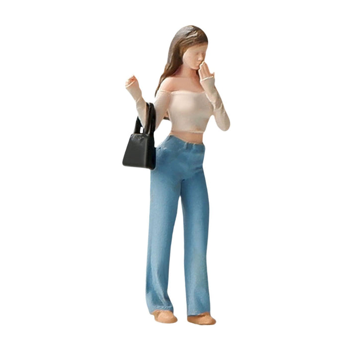 Crofta 1:64 Scale Models Character Ornament Miniature Figure Miniature Scenes Decor Shoulder Bag Girl