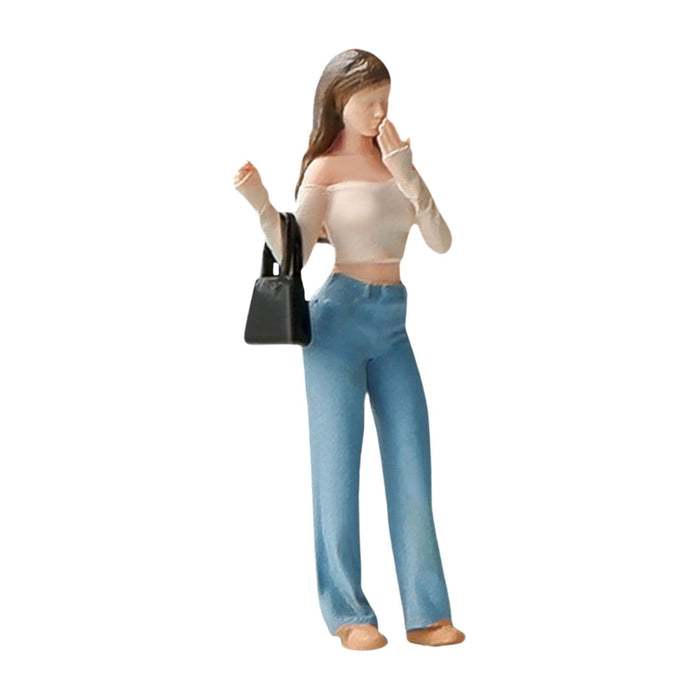 Crofta 1:64 Scale Models Character Ornament Miniature Figure Miniature Scenes Decor Shoulder Bag Girl