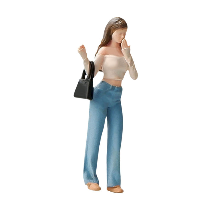 Crofta 1:64 Scale Models Character Ornament Miniature Figure Miniature Scenes Decor Shoulder Bag Girl