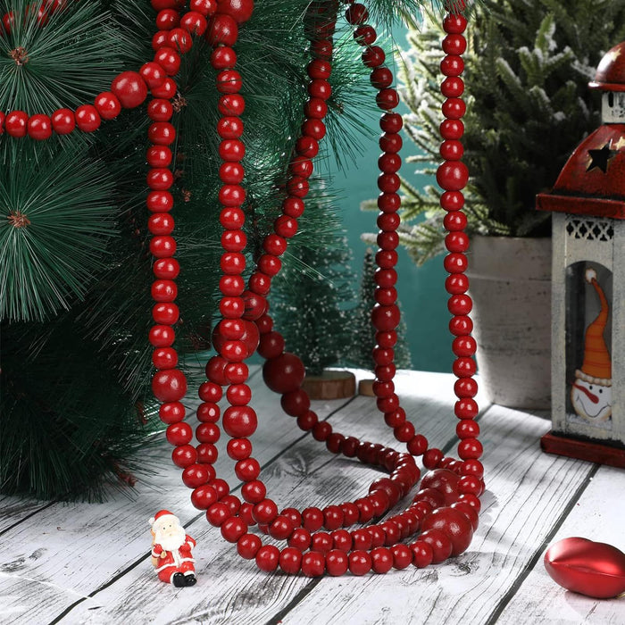 Crofta Wood Beads Garland Boho Beads Hanging Wooden Bead Wall Hanging Accent Red