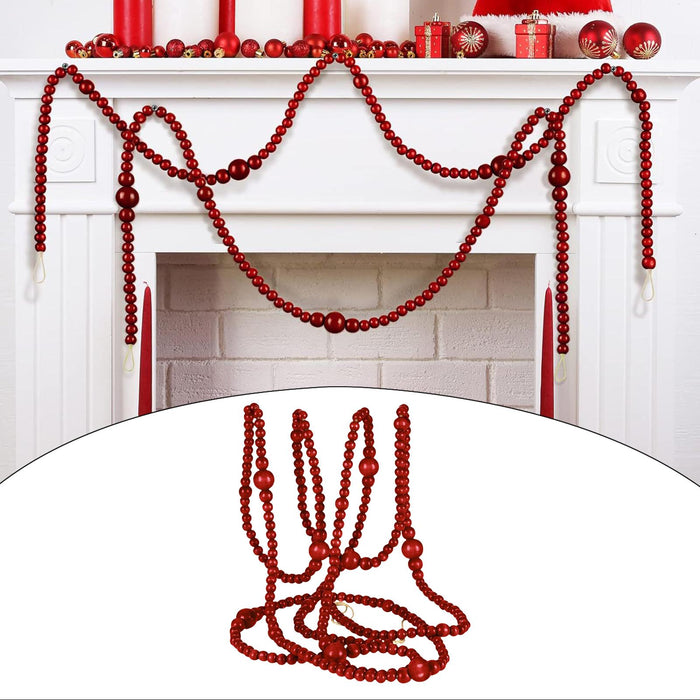 Crofta Wood Beads Garland Boho Beads Hanging Wooden Bead Wall Hanging Accent Red